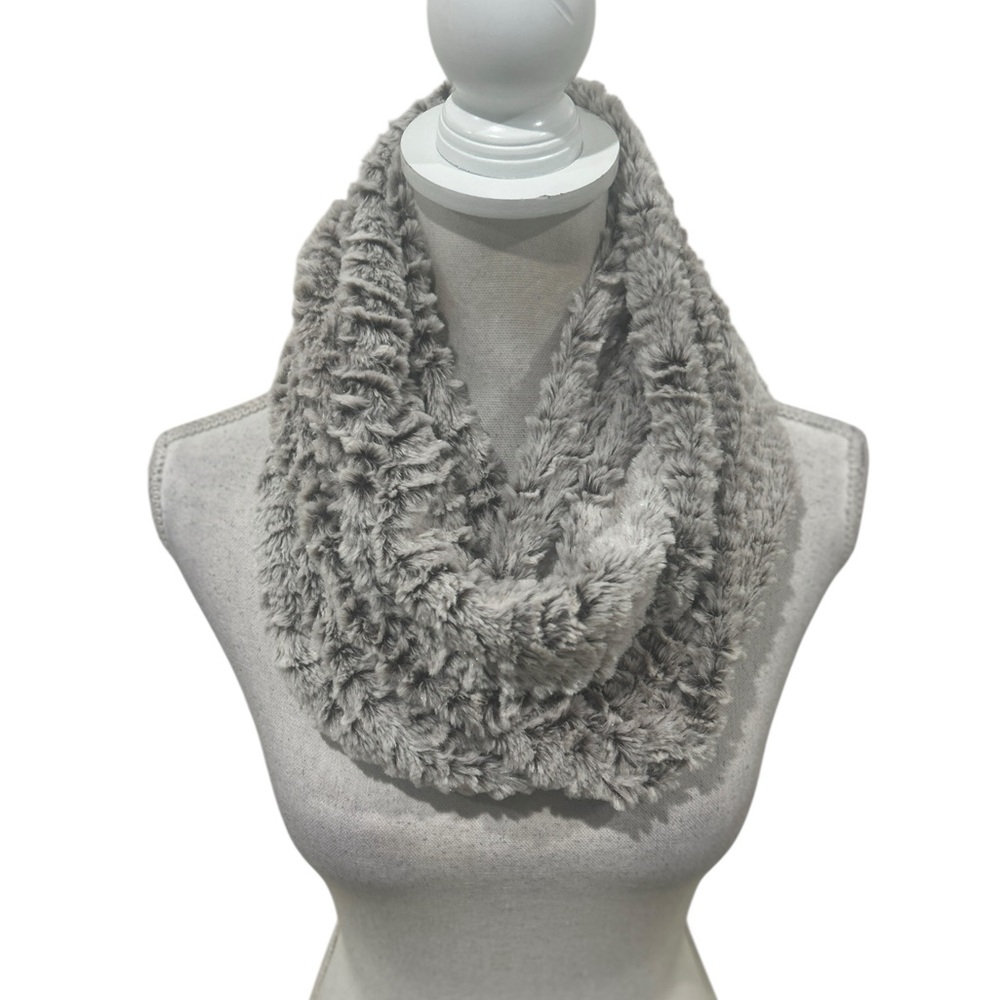 Lexi York taupe Gray frosted Faux Fur Infinity Scarf